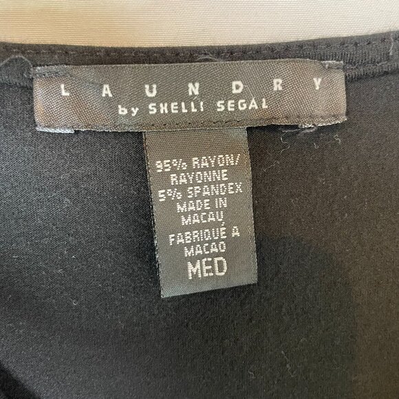 Laundry by Shelli Segal Jersey Top Black Sleeveless Hip Rouching Size M - Picture 7 of 8
